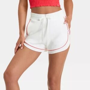 NWT JoyLab White French terry piped Shorts with Red Accents x